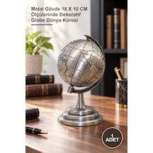 1 Adet Metal Dünya Küre Metal Gövde 18 X 10 Cm Ölçülerinde Dekoratif Globe Dünya Küresi
