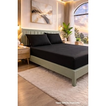 Tek Kişilik Çift Kişilik Lastikli Çarşaf Takımı Nevresim Kumaşı Pamuk Polyester 90x190 100x200 120x200 140x200 150x200 160x200 180x200 200x200 Siyah