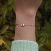 Şans Nalı Figürlü Zirkon Taşlı Mine İşli Rose Gold Kaplama Gümüş Bileklik Gümüş