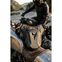 Siyah Su Geçirmez Bel Bacak Omuz Motorcu Çantası - Sert Kabuklu Dayanıklı Motosiklet Çantası
