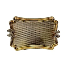 Kelebekli Metal Gold Küçük Dikdörtgen Tepsi