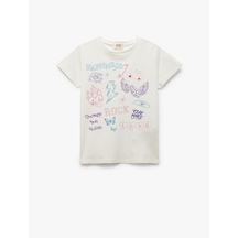 Koton Ekru Kız Çocuk T-shirt 5skg10270ak Ekru