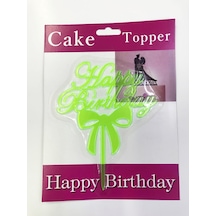 Happy - 129 - Birthday Yazılı Fiyonklu Pasta Kek Çubuğu - Edntrend - Yeşil Renk 13