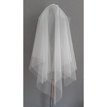 Suzanna Moda 1mt 25cm Boyunda Ucu Sivri Fildişi Krem Renk Hayal Tül Duvak Kırık Beyaz
