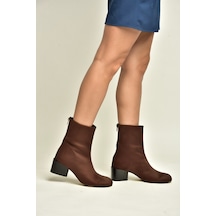 Fox Shoes Z920234002 Kahverengi Süet Kalın Topuklu Kadın Bot
