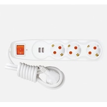 Nilson Anahtarlı Akım Korumalı Üçlü Grup Priz Çift Usb 3 Lü 1.5 Mt
