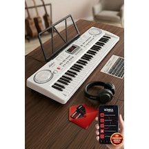 Midex Ps-1500wh-h Başlangıç İçin 61 Tuşlu Org Kulaklık Notalık Adaptör Öğrenim Metodu 100 Ses 100 Ritim