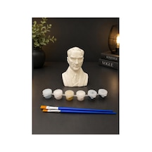 3d Atatürk Büst Figür Boyama Seti - Kendin Boya Hobi Ve Etkinlik Seti - Akrilik Boya + 2 Fırça
