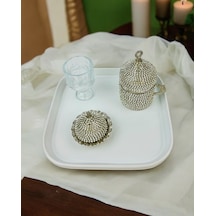 Bliss Nişan Damat Kahve Tepsisi Beyaz Beyaz