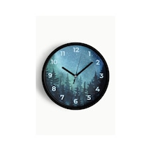 Soyut Gece Görüşü Modern Duvar Saati - 30cm - Önü Camlı Siyah Kasa - Sessiz Mekanizma-jh0840 Siyah
