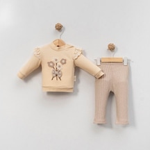 Çakar Bebe 6-18 Aylık Çiçek Süzine 2 Li Takım-8045120 - Bej Bej