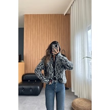 Camp Store Marka Model Leopar Desenli Saçaklı Hırka Standart