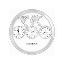 London Newyork Local Time Çoklu Duvar Saati Beyaz