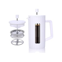 Xuweiwei 1 Adet Thejz 1000ml Fransız Press Kahve Makinesi 4 Seviye Filtreli Yeniden Kullanılabilir Beyaz Beyaz