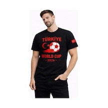 Yake Store Erkek Türkiye World Cup 2026 Baskılı Tişört Futbol Temalı Forma T-shirt - Siyah - Siyah