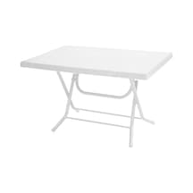 Omnipazar Mt-gfm212 Ancora Plastik Dikdörtgen Katlanır Bahçe Balkon Masa 75x120 Cm Beyaz