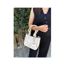 Just Polo Kadın Yeni Sezon Yumuşak Derili 4 Bölmeli Lüks El Ve Omuz Çantası Shopper Ebat: 28 X 20 Cm Krem