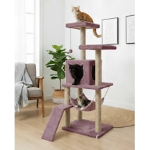 Reyo Pet S9 Kedi Tırmalama Kulesi Platformlu 124 Cm Gül Kurusu