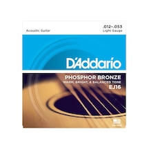 D'Addario EJ16 Phosphor Bronze, Light, 12-53 012-053 Takım Tel Ak