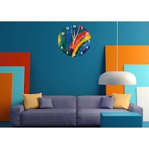 Ti-play Alacalı 30x30cm Akrilik Dekoratif Modern Duvar Saati ÇOk Renkli