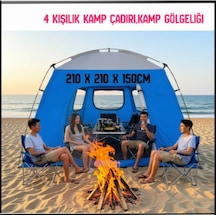 Uyguna-yakala 210x210x150cm 4 Kişilik Kamp Çadırı,kamp Gölgeliği-200-4 Çok Renkli