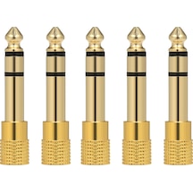 Springsun 5 Adet Ses Jakı Adaptörü 6.35mm Erkek 3.5mm Dişi Stereo Jak Dönüştürücü Fiş Mikrofon Kulaklık Amplifikatörü İçin