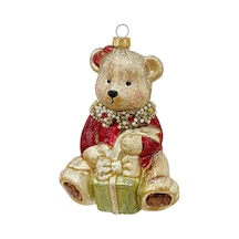 Hug Hediyeli Ayı Cam Yılbaşı Süsü 13,5 Cm