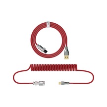 Lemestar Hxsj H-1 Mekanik Klavye İçin Genişletilebilir Usb-type-c Nilon Örgü Kablosu Kırmızı