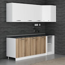 Minar 225cm Köşe Mutfak Dolabı - Beyaz/dore K225-d1