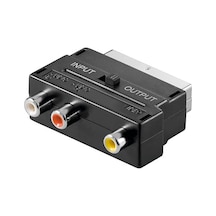 Scart Çevirici Adaptör Scart To 3 Rca Açma Tuşlu Görüntü Adaptörü