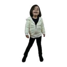 Quzucuk Kids 3 Çınar Kız Çocuk Kapşonlu Kışlık Peluş Ceket Kemik