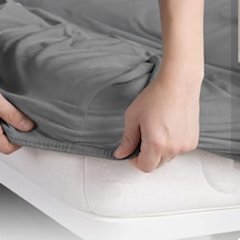 %100 Pamuk Penye Premium Lastikli Çarşaf Tek Kişilik Çift Kişilik Battal Boy Gri, 100x200 Abanoz