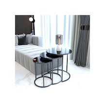 Faymend Ecol Desing Siyah Metal Zigon Sehpa 3 Lü Siyah