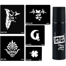 Airbrush Tattoo Tüy Ve Kelebek Spray Tattoo Geçici Sprey Dövme Seti