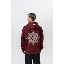 Respire Erkek Itsbyzey Nakışlı Kapüşonlu Oversize Hoodie Bordo