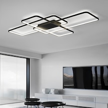 Siyah 100x80 cm Dikdörtgen 3000K Sarı Işık Led Tavan Lambası