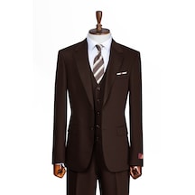 İlayda Emir Luxury, İtalyan Kesim, Slim Fit, Blazer, Erkek Takım Kahverengi