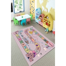 Pembe Kaymaz Taban Bulmacalı Oyun Halısı Çocuk Halısı Kd125n11