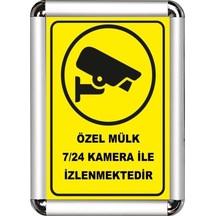 Özel Mülk 7/24 Kamera İle İzlenir A3 Cerceveli Uyarı Yönlendirme
