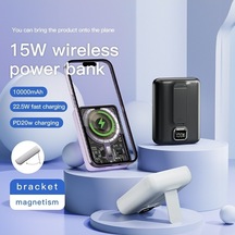 Dancemonkey W Taşınabilir Süper Stand Şarj Q16 Mıknatıslı Kablosuz Hızlı Şarj Cihazı Beyaz 10000mah 22.5w Beyaz