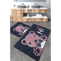 Bera Banyo Halısı Djt 2 Li Set Yıkanabilir , Kaymaz Taban Banyo Lacivert