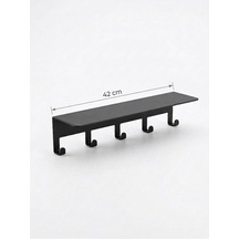 Yapışkanlı Metal Banyo Rafı 5 Kancalı Duvar Rafı Organizer Dekoratif Raf Siyah Paslanmaz Duvar Rafı Havluluk Ask Diğer