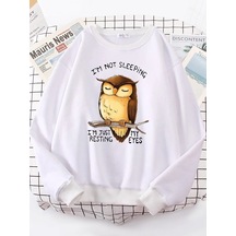 Startmore Tarzsokak Ben Sadece Benim Gözler Dinlenme Baykuş Kadınlar Hoodie Harajuku Polar Hoody Moda Bisiklet Ya Beyaz