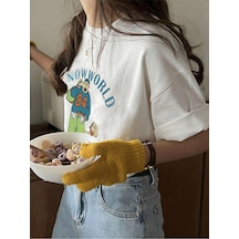 Adrift Karikatür Ve Grafik Tasarım Oversize T-shirt Cartoon/letter Serisi Kod635 Beyaz