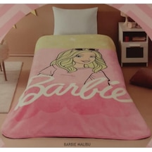Taç Lisanslı Battaniye Barbie Malibu Tek Kişilik Pembe