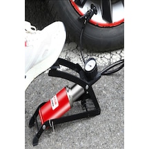 Tek Pistonlu Top Pompası Basınç Göstergeli Lastik Şişirme Ayak Pompası Bisiklet Ve Scooter Pompası
