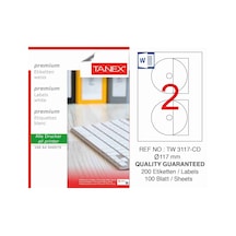 Tanex Etiket Tw-3117 A4 100 Sayfa 117 Mm CD etiketi