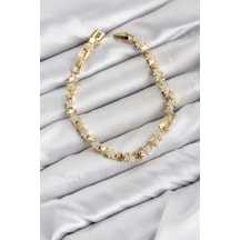Cm Yıldız Model Zirkon Taşlı Vıp Seri Gold Renk Pirinç Kadın Bileklik Tj-bb8608 Altın - Çok Renkli