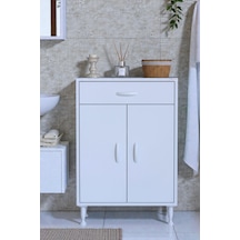 Eliusta Rose 60 Cm Beyaz 1 Çekmeceli Banyo Mutfak Dolabı 4 Bölmeli 3 Raflı Çok Amaçlı Dolap 60x88x32,5 Cm Beyaz
