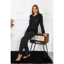 Akbeniz Kadın Uzun Kol Penye Pijama Takım 4193-siyah Siyah